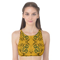 Folk Flowers Print Floral Pattern Ethnic Art Tank Bikini Top by Eskimos