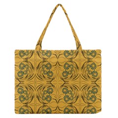 Folk Flowers Print Floral Pattern Ethnic Art Zipper Medium Tote Bag by Eskimos