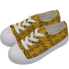 Folk Flowers Print Floral Pattern Ethnic Art Kids  Low Top Canvas Sneakers by Eskimos