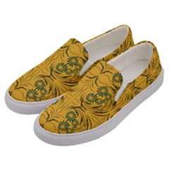 Folk Flowers Print Floral Pattern Ethnic Art Men s Canvas Slip Ons by Eskimos