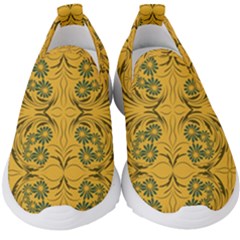 Folk Flowers Print Floral Pattern Ethnic Art Kids  Slip On Sneakers by Eskimos