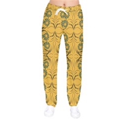 Folk Flowers Print Floral Pattern Ethnic Art Women Velvet Drawstring Pants