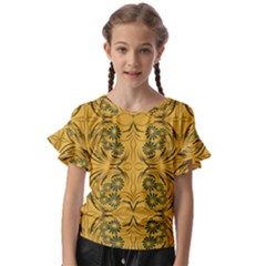 Folk Flowers Print Floral Pattern Ethnic Art Kids  Cut Out Flutter Sleeves