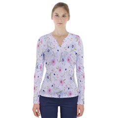 Background-a 007 V-neck Long Sleeve Top