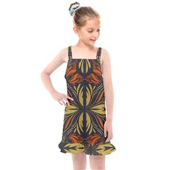 Folk Flowers Print Floral Pattern Ethnic Art Kids  Overall Dress by Eskimos