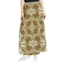 Folk Flowers Print Floral Pattern Ethnic Art Maxi Chiffon Skirt by Eskimos