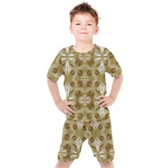 Folk Flowers Print Floral Pattern Ethnic Art Kids  Tee And Shorts Set by Eskimos