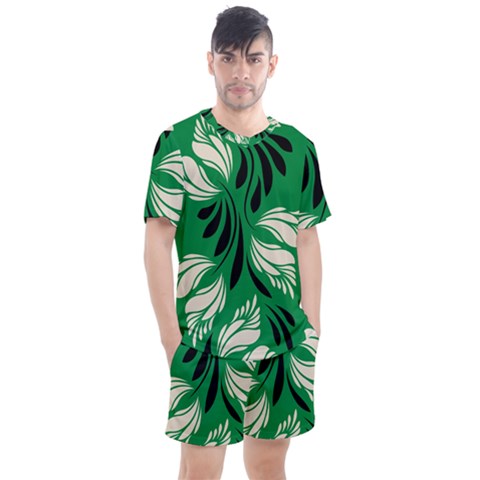 Folk Flowers Print Floral Pattern Ethnic Art Men s Mesh Tee And Shorts Set by Eskimos