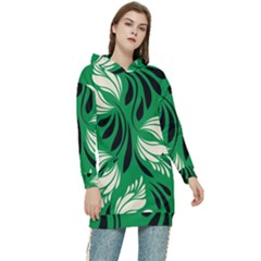 Folk Flowers Print Floral Pattern Ethnic Art Women s Long Oversized Pullover Hoodie