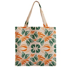 Folk Flowers Print Floral Pattern Ethnic Art Zipper Grocery Tote Bag by Eskimos