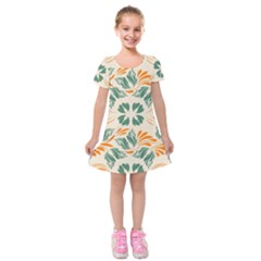 Folk Flowers Print Floral Pattern Ethnic Art Kids  Short Sleeve Velvet Dress