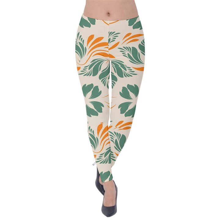 Folk flowers print Floral pattern Ethnic art Velvet Leggings