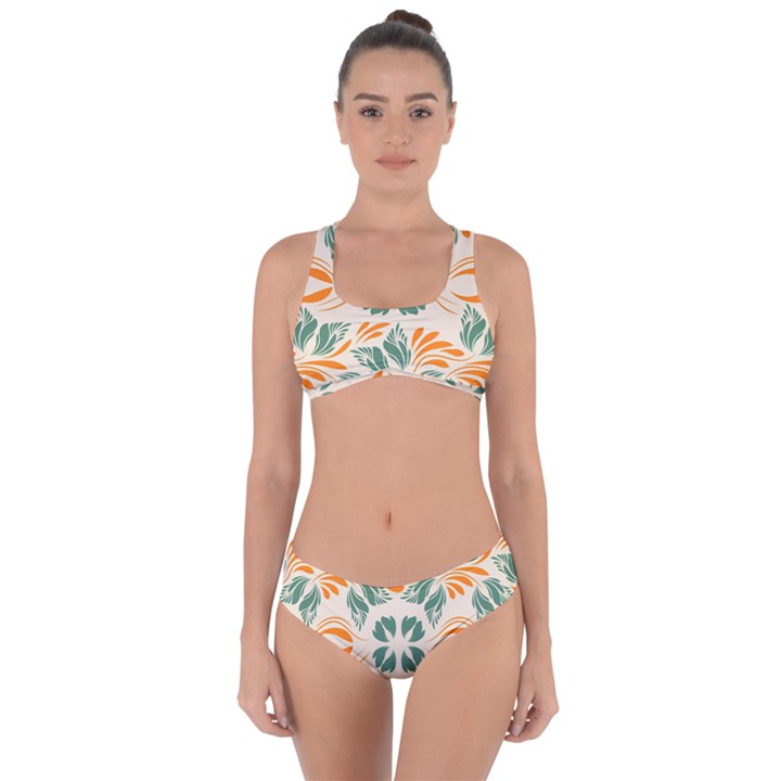 Folk flowers print Floral pattern Ethnic art Criss Cross Bikini Set