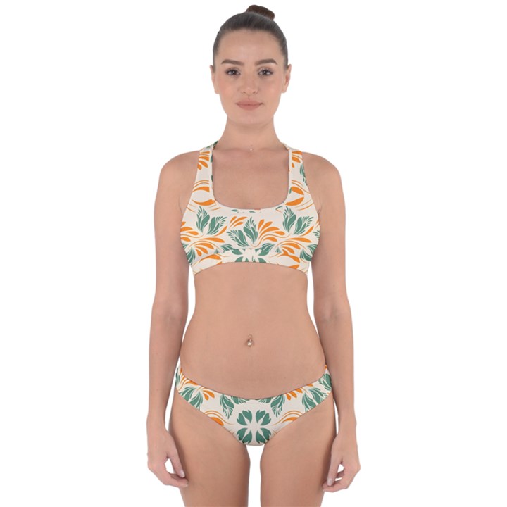 Folk flowers print Floral pattern Ethnic art Cross Back Hipster Bikini Set