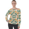 Folk flowers print Floral pattern Ethnic art Off Shoulder Long Sleeve Velour Top View1