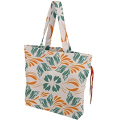 Folk Flowers Print Floral Pattern Ethnic Art Drawstring Tote Bag by Eskimos