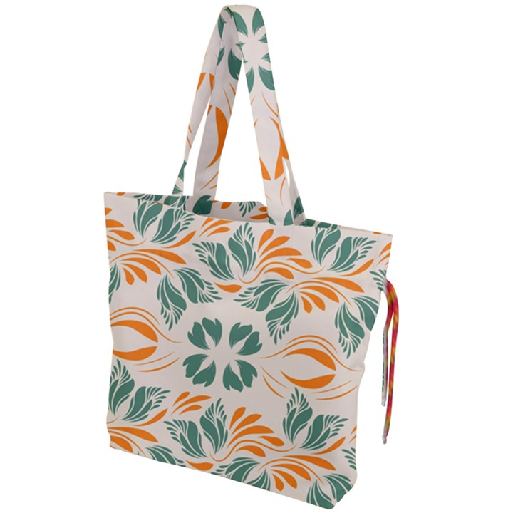 Folk flowers print Floral pattern Ethnic art Drawstring Tote Bag