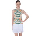 Folk flowers print Floral pattern Ethnic art Women s Sleeveless Polo Tee View1