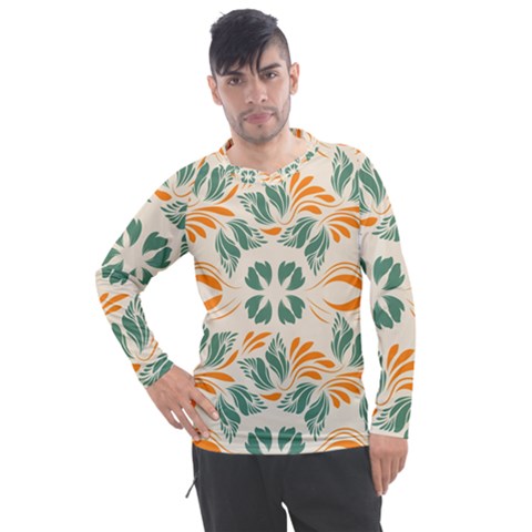 Folk Flowers Print Floral Pattern Ethnic Art Men s Pique Long Sleeve Tee by Eskimos