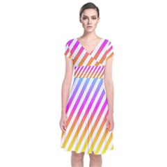 Abstract-lines-mockup-oblique Short Sleeve Front Wrap Dress