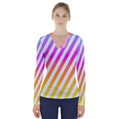 Abstract-lines-mockup-oblique V-neck Long Sleeve Top