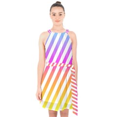 Abstract-lines-mockup-oblique Halter Collar Waist Tie Chiffon Dress