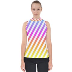 Abstract-lines-mockup-oblique Mock Neck Shell Top