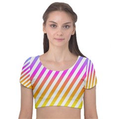 Abstract-lines-mockup-oblique Velvet Short Sleeve Crop Top 