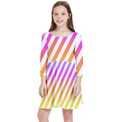 Abstract-lines-mockup-oblique Kids  Quarter Sleeve Skater Dress by Jancukart