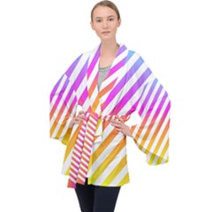 Abstract-lines-mockup-oblique Long Sleeve Velvet Kimono  by Jancukart