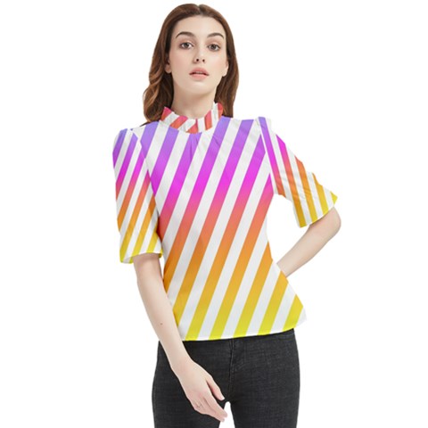 Abstract-lines-mockup-oblique Frill Neck Blouse by Jancukart