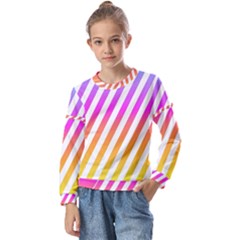 Abstract-lines-mockup-oblique Kids  Long Sleeve Tee With Frill 