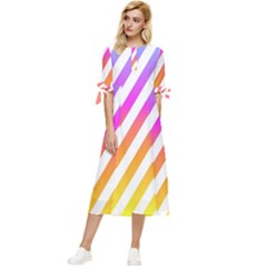 Abstract-lines-mockup-oblique Bow Sleeve Chiffon Midi Dress by Jancukart