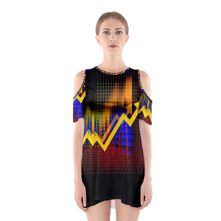 Logo-finance-economy-statistics Shoulder Cutout One Piece Dress