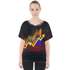 Logo-finance-economy-statistics V-neck Dolman Drape Top