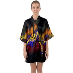 Logo-finance-economy-statistics Half Sleeve Satin Kimono 