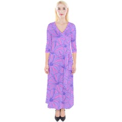 Flower-b 001 Quarter Sleeve Wrap Maxi Dress by nate14shop