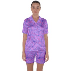 Flower-b 001 Satin Short Sleeve Pajamas Set by nate14shop