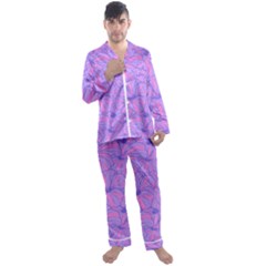 Flower-b 001 Men s Long Sleeve Satin Pajamas Set