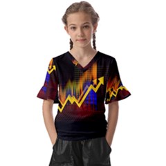 Logo-finance-economy-statistics Kids  V-neck Horn Sleeve Blouse