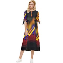 Logo-finance-economy-statistics Bow Sleeve Chiffon Midi Dress