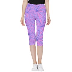 Flower-b 001 Inside Out Lightweight Velour Capri Leggings 