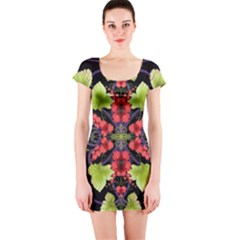 Pattern-berry-red-currant-plant Short Sleeve Bodycon Dress