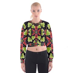 Pattern-berry-red-currant-plant Cropped Sweatshirt by Jancukart