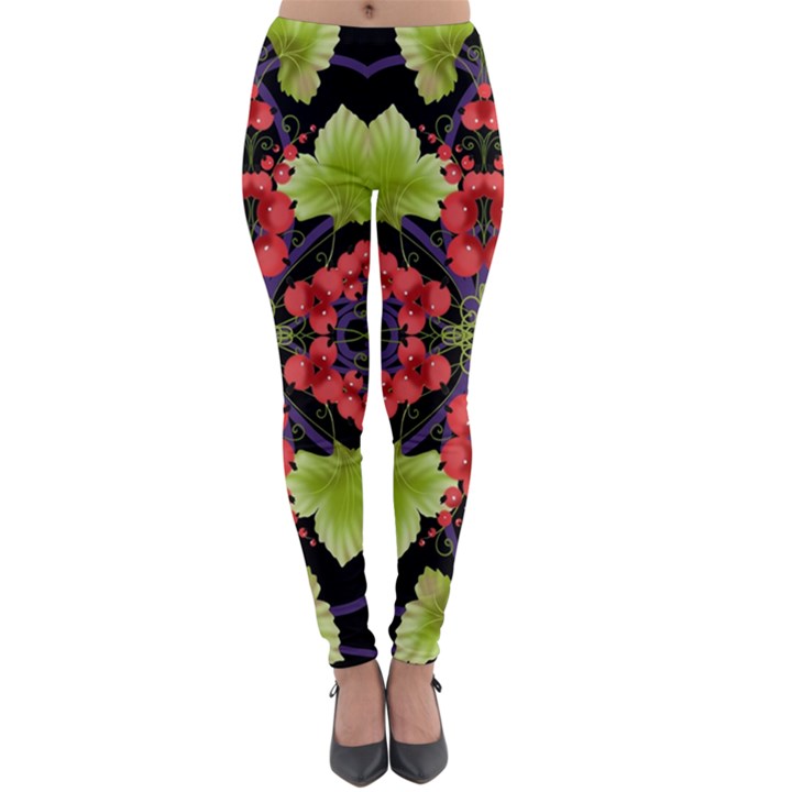 Pattern-berry-red-currant-plant Lightweight Velour Leggings