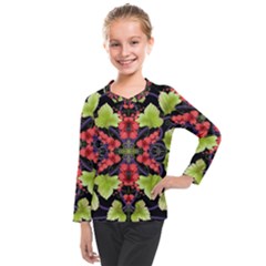 Pattern-berry-red-currant-plant Kids  Long Mesh Tee