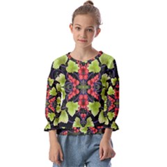 Pattern-berry-red-currant-plant Kids  Cuff Sleeve Top