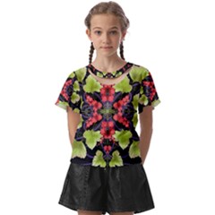 Pattern-berry-red-currant-plant Kids  Front Cut Tee