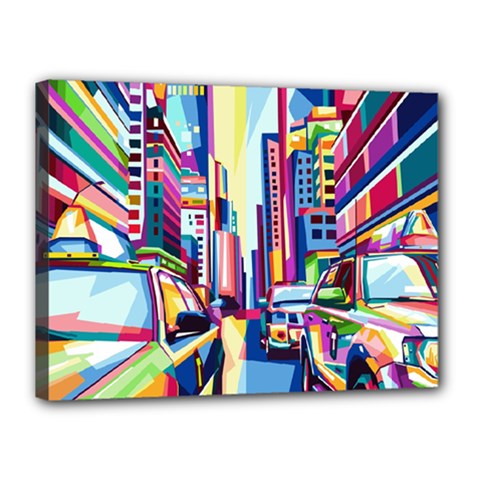 City-street-car-road-architecture Canvas 16  X 12  (stretched) by Jancukart