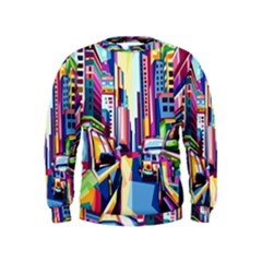 City-street-car-road-architecture Kids  Sweatshirt